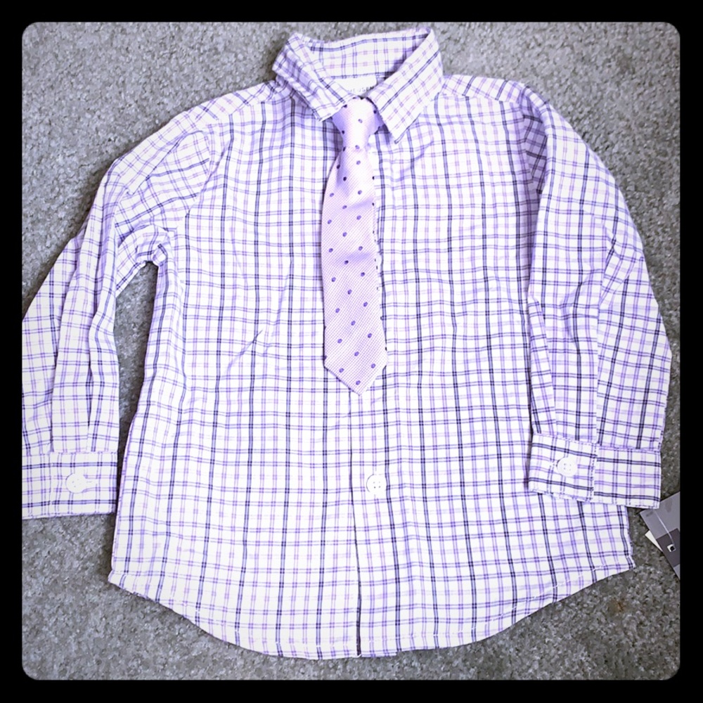 18 Months purple dress shirt with tie